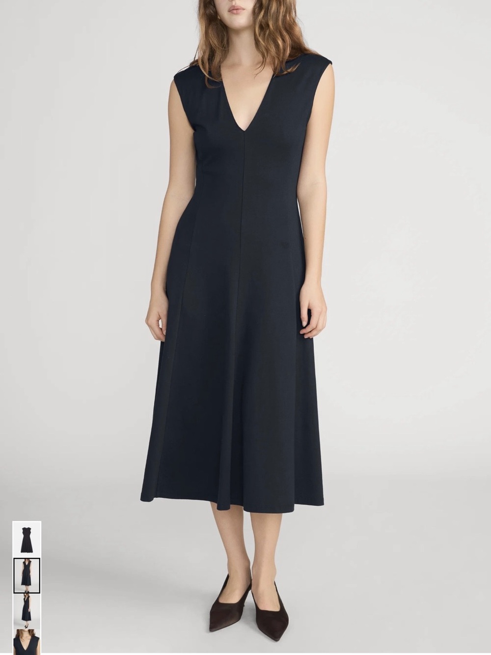 FRAME 100% Cotton Midi Dress in Navy Blue. Size Medium, but fits like a Large
